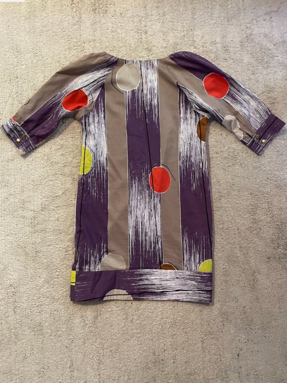 Anthropologie Lauren Moffatt Cotton Silk Geometric Print Snap Front Dress EUC - Picture 5 of 15